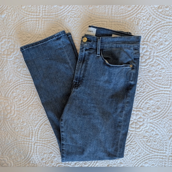 Frame Le High Straight Jeans Classic Blue Wash Sz 30 - Picture 2 of 7